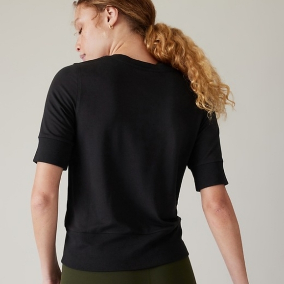 Athleta Step Forward Sweatshirt Tee V-Neck Black Athletic Shirt XXS/TTP - Picture 3 of 10